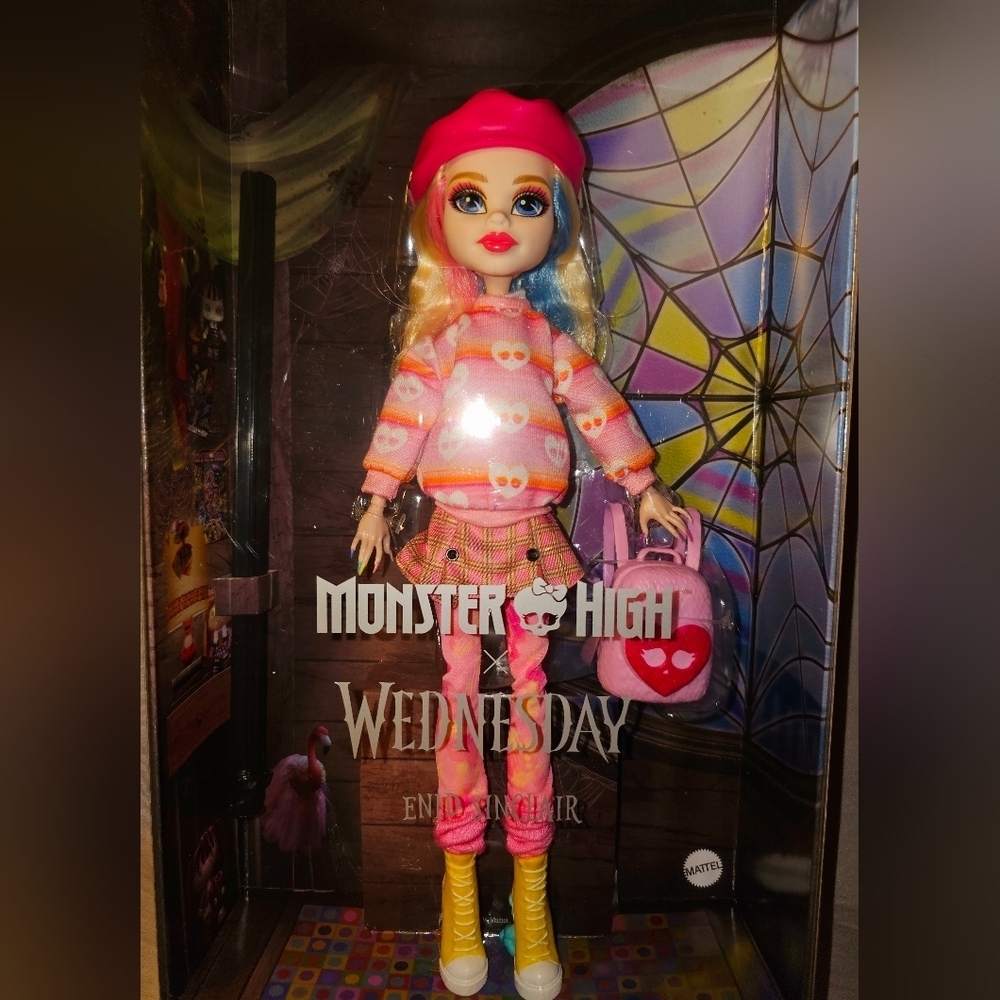 ENID SINCLAIR MONSTER HIGH X WEDNESDAY DOLL NEW IN BOX NETFLIX COLAB IN HAND HTF - Picture 2 of 4
